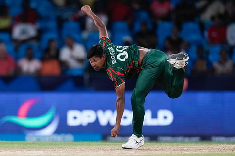 Mustafizur Rahman bowls against Afghanistan